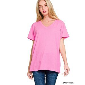 B78 Boyfriend V-neck Tee Pink NEW